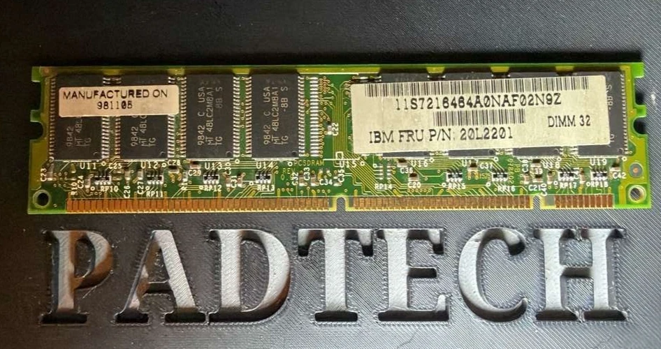 IBM 20L2201 32MB 100MHz SDRAM 168-Pin DIMM Non-ECC CL2 MT16LSDT4G4AG-BC4 Tested - Image 1 of 3