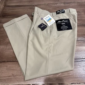 Pantalones de golf plisados para hombre ALAN FLUSSER - 32 x 30 con puño 100 % poliéster - crema - Imagen 1 de 9