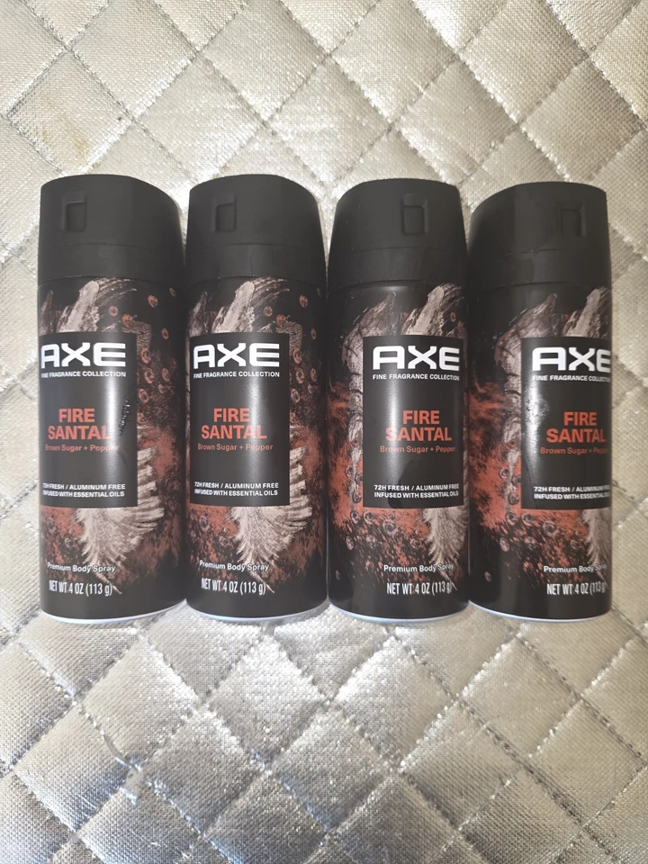 Axe Fine Fragrance Collection Spray Corporal Fire Santal 4 OZ 72H Fresco Lote de 4 Foto 1 de 1