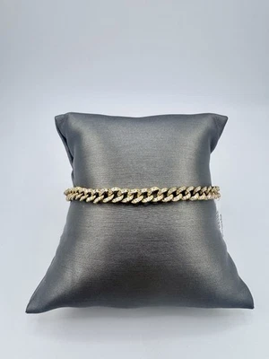 Кубинский браслет из желтого золота 18 карат с бриллиантами и регулируемой застежкой-слайдером  - Изображение 1 из 4