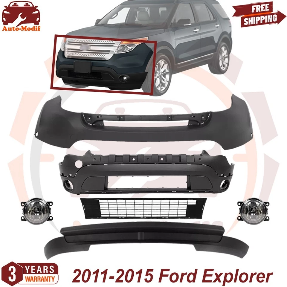Front Bumper Cover Primed & Lower Grille & FogLights For 2011-2015 Ford Explorer Foto 1 de 4