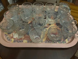 Vtg Prescott Clear Crystal ? Cups (16)  Nice ! Pretty ! - Picture 1 of 6