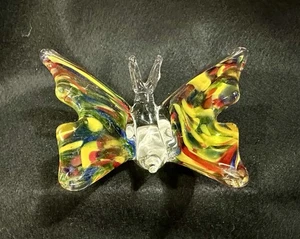 Murano Style Blown Art Glass Butterfly Sculpture Paperweight Figurine - Picture 1 of 5