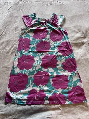 Vestido Floral Hanna Andersson Niñas 150 Rosa Púrpura Turquesa Playa Crucero Foto 1 de 4