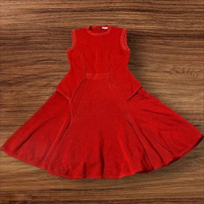 Vestido de malha GIVENCHY Paris vermelho sem mangas fit and flare designer - Imagem 1 de 4