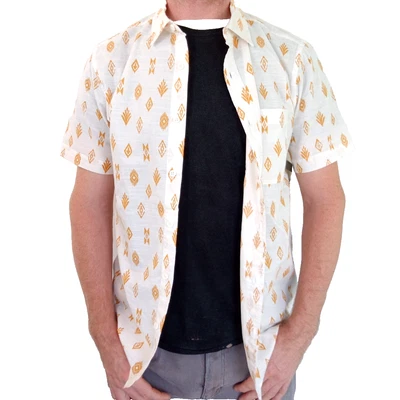 REEF Men's SMALL Short Sleeve Shirt Woven Travis Tribal Hawaiian 100% Cotton NWT - Image 1 of 4