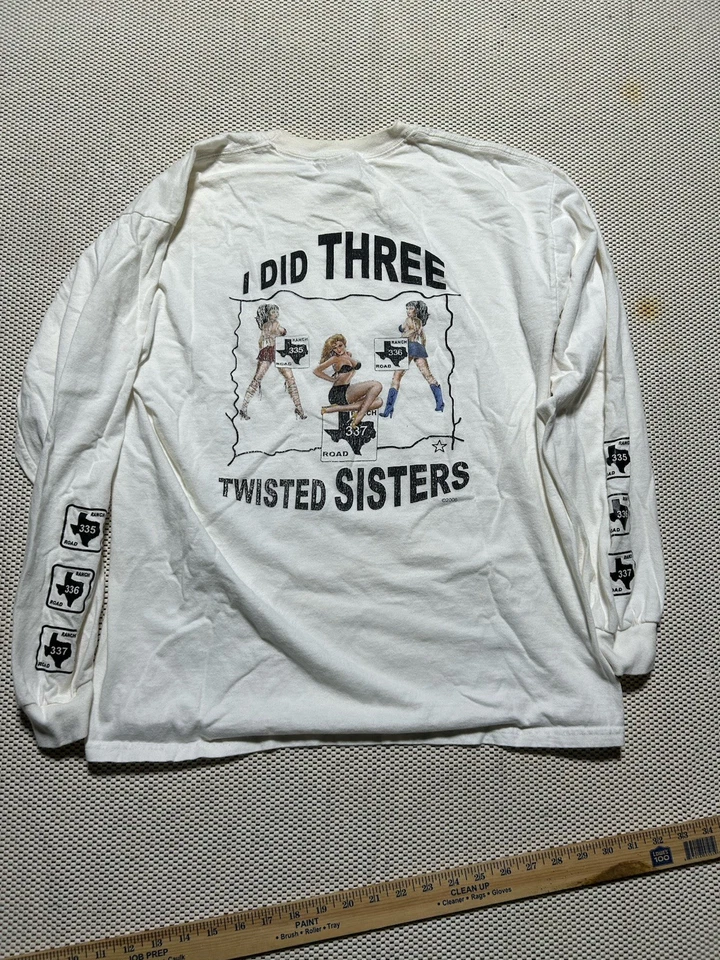 Camisa branca vintage Y2K I did three twisted sister motociclista manga longa tamanho grande - Imagem 1 de 4