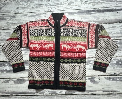 Suéter de esquí Obermeyer de lana con cremallera para mujer talla pequeña de colección ciervo nórdico Fritzi rojo S Foto 1 de 4