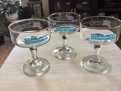 CRAY Research Inc. Supercomputer Champagne glasses. Set of three Vintage - Image 1 of 2