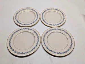Lenox Caprice 0-375 Salad Plates 8.25" Blue Green Flowers Gold Trim Lot of 4 - Picture 1 of 9