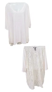 Lane Bryant NWT Lace Back V Neck Cream White Tunic Blouse Womens Plus Size 22/24 - Picture 1 of 11