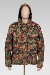 Vintage Swiss Alpenflage M70 Hooded Jacket Heavy Multicolor Camo Army Sniper - Picture 1 of 15