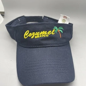 Cozumel Mexico Hat Visor DKPS Navy Twill Embroidered Floral Adjustable Tennis - Picture 1 of 5