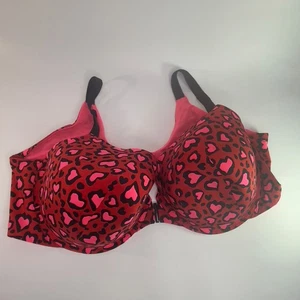 Torrid Women's Size 48DD Perfect T-shirt Front Clothes LT-Lined Bra - RED HEARTS - Picture 1 of 8