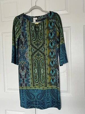 Vestido para mujer EMMA & MICHELE manga 3/4 vaina cachemira talla SP verde azul amarillo” Foto 1 de 4