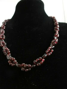 Gorgeous Antique Victorian Garnet Bohemian Hand Cut Bead Necklace - Picture 1 of 8