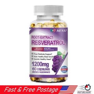 Resveratrol Capsules 1200mg Natural Antioxidant, Anti Aging, Anti Inflammatory - Picture 1 of 10