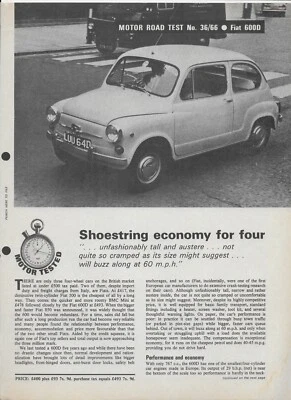 1966 Fiat 600 D: 6-page Motor magazine road test - Imagem 1 de 4