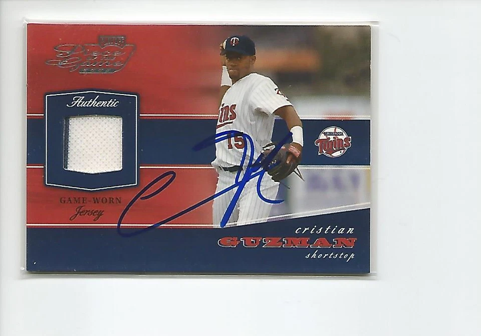 CRISTIAN GUZMAN Autographed Signed 2002 Playoff Jersey card Minnesota Twins COA - Image 1 of 1