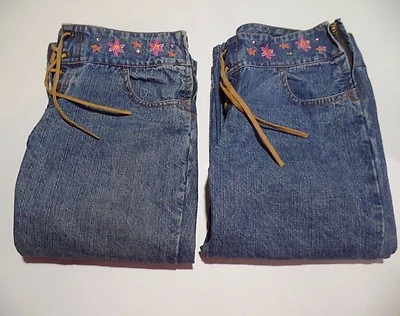 Lot of 2 Jordache Girls 8.5 Denim Jeans Capri Pants Faux Leather Lace-Up 8 1/2 - Image 1 of 4