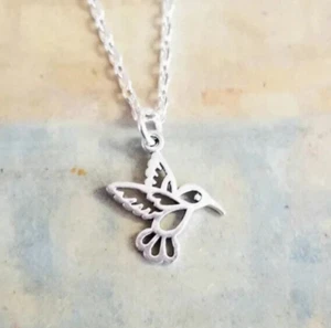 Siver Hummingbird Necklace Hummingbird Pendant Hummingbird Jewelry Hummingbirds - Picture 1 of 5