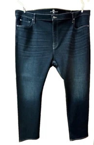 Mens Used 7 For All Mankind The Straight 52 x 31 Dark Blue Wash Jeans - Picture 1 of 5