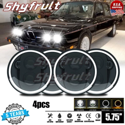 4X 5.75" 5-3/4" Round LED Headlights DRL Projector Beam for BMW Base 69-88 - Image 1 of 4