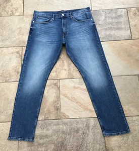 Mens Calvin Klein CKJ 056 Athletic Tapered Blue Stretch Denim Jeans - W36 L32 - Picture 1 of 16