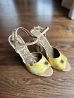 Sam Edelman Sandals Womens 9M Odetta Satin Ankle Strap Heels Yellow Floral