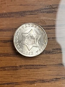 1852 THREE CENT SILVER WOW NEAR BLAST WHITE WITH BLAZING LUSTER CHOICE UNC++! - Picture 1 of 2
