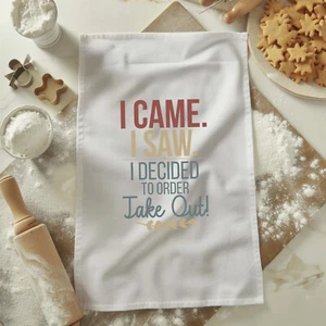 Funny Kitchen Towel I Came I Saw Take Out Gift Towel Home Decor Towel Quirky - Picture 1 of 4