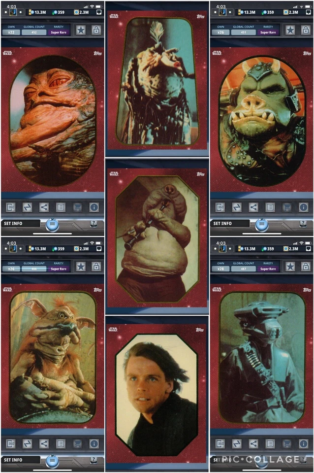 Topps Star Wars Digital Card Trader 7 Card Red Sticker Art 2 Insert Set - Image 1 of 1