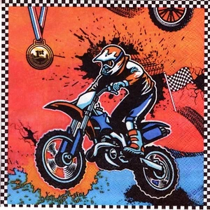 Serviettes en papier moto cross sport. Paper napkins moto cross super cross - Picture 1 of 1