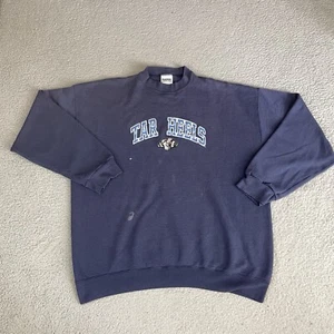 Vintage North Carolina Tarheels Sweatshirt Adult XL Blue Distressed Rare Faded - Picture 1 of 10