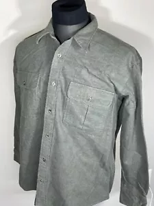 Cabela's Flannel Chamois Men's Olive Green Heavy 100% Cotton Size L-Reg - Picture 1 of 9