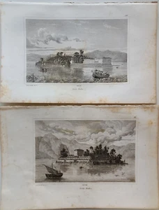 Stampa antica Lago Maggiore Isola Bella Isola Madre Verbania Piemonte Audot 1834 - Picture 1 of 3