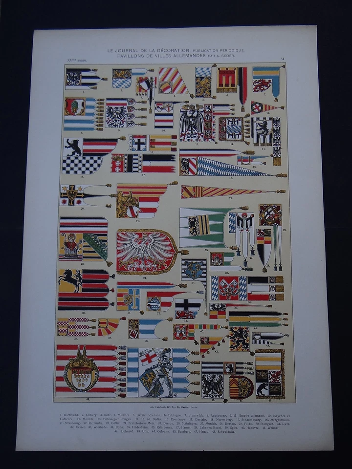 PLANCHE 54 JOURNAL DE LA DECORATION VILLES ALLEMANDES SEDER Jugendstil no Mucha - Photo 1/1