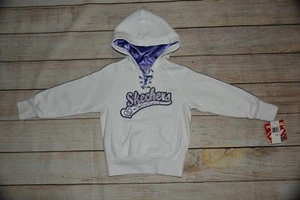 NWT SKECHERS 6X WHITE METALLIC SILVER PURPLE LACE UP HOODIE GEM SWEATSHIRT TOP - Picture 1 of 12