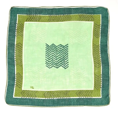 Дизайнерский носовой платок Kati Cat с автографом винтажные зеленые оттенки геометрический 14 дюймов - Изображение 1 из 4