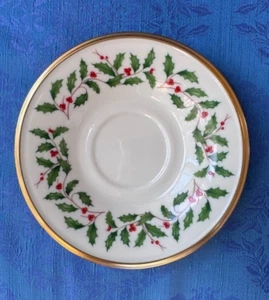 Lenox Dimension Collection Tea/Coffee Saucer Holly/Berries Holiday 24k rim - Picture 1 of 6
