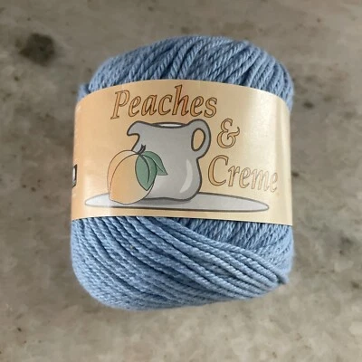 Peaches & Creme 100% Cotton Yarn Color 26 Light Blue 2.5 oz New - Image 1 of 4