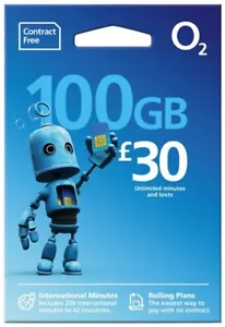 100 GB £30 O2 RED PAGO POR USO 02 TARJETA SIM SELLADA LLAMADAS Y TEXTOS ILIMITADOS - Imagen 1 de 5