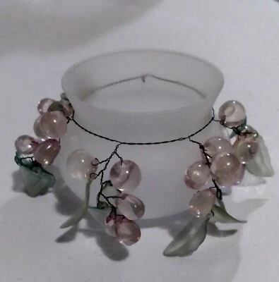 Candelabro vintage Lucite hojas de uva racimo tealight vidrio esmerilado como está Foto 1 de 4