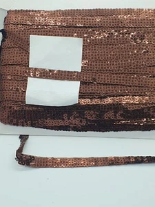 1m brown elastic sequin Stretch Elasticated 13mm net Trim Sewing Craft Costume - Picture 1 of 2