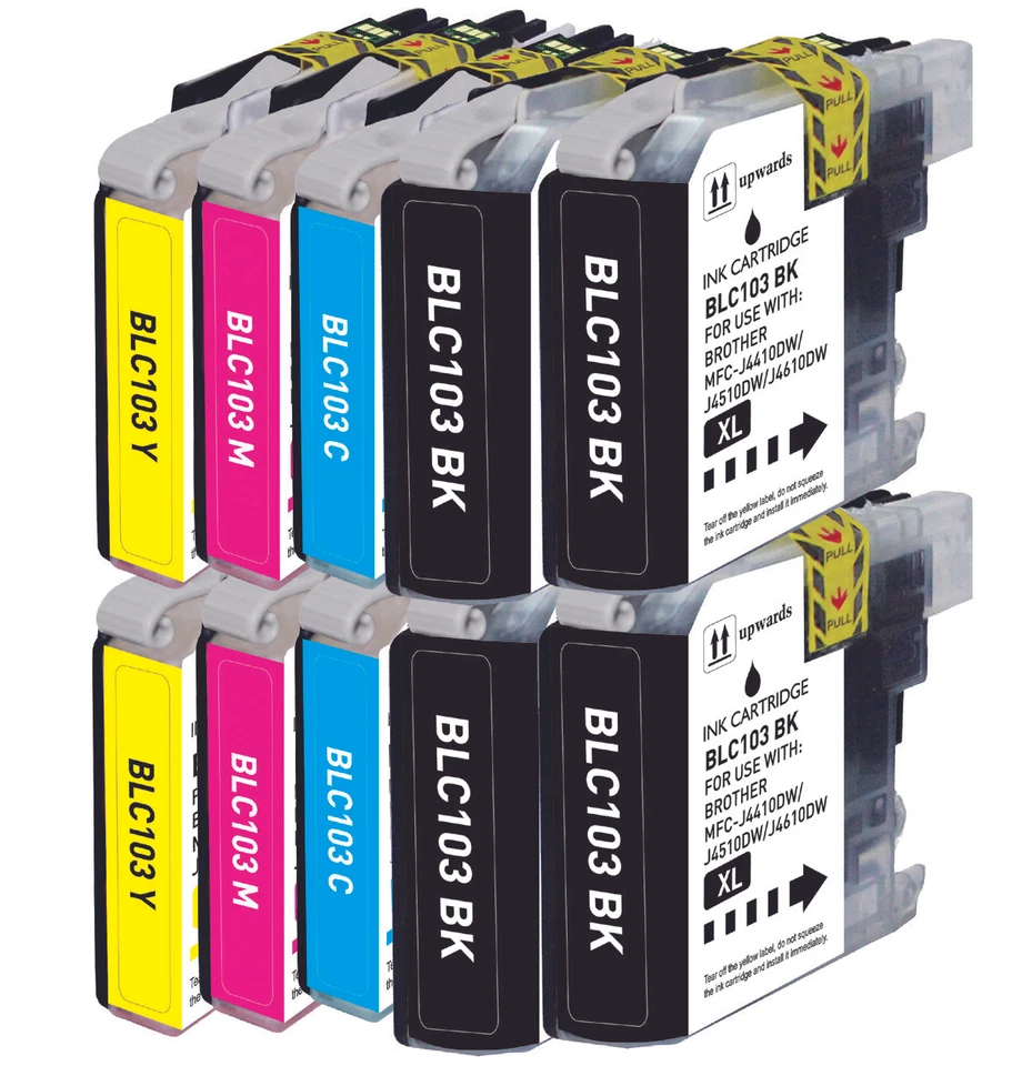 10P Combo Ink Set + chip fits Brother LC103 MFC-J450DW MFC-J285DW MFC-J875DW - Image 1 of 1