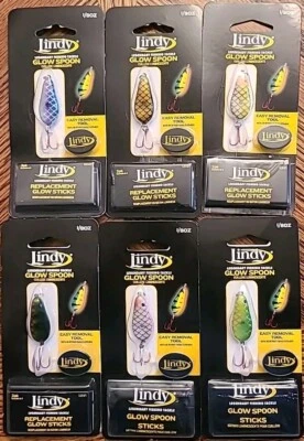 Lote de 6 cucharas de pesca Lindy Glow 1/8 oz plantillas de sonajero Walleyes Crappie ENVÍO GRATUITO Foto 1 de 3