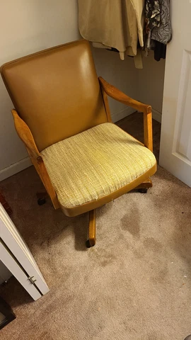 Gunlocke MCM office desk swivel chair leather mid century modern Vintage Antique Cover