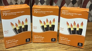 Halloween Lights - Lot Of Three (3)New Holiday Home Incandescent Orange 70 Count - Picture 1 of 3