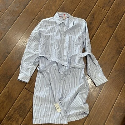 Bata de algodón a rayas azules Brooks Brothers talla 12 para mujer Foto 1 de 4