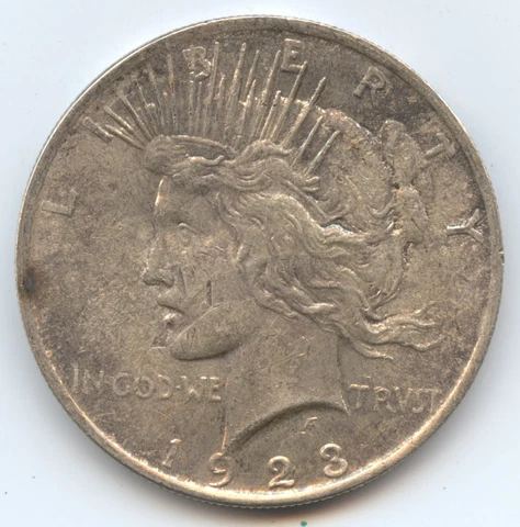 Error 1923 Peace Dollar (#6442) Heavy Obv. Planchet Defect on Face Cover